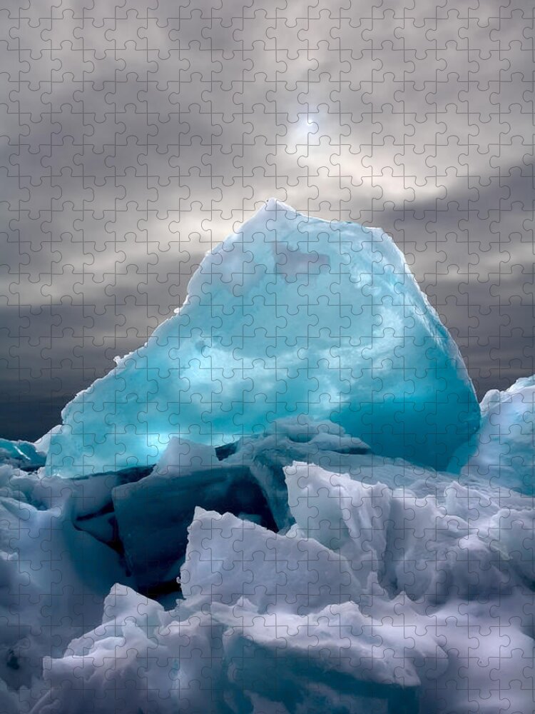 Minnesota Jigsaw Puzzle featuring the photograph Lake Ice Berg by Rikk Flohr