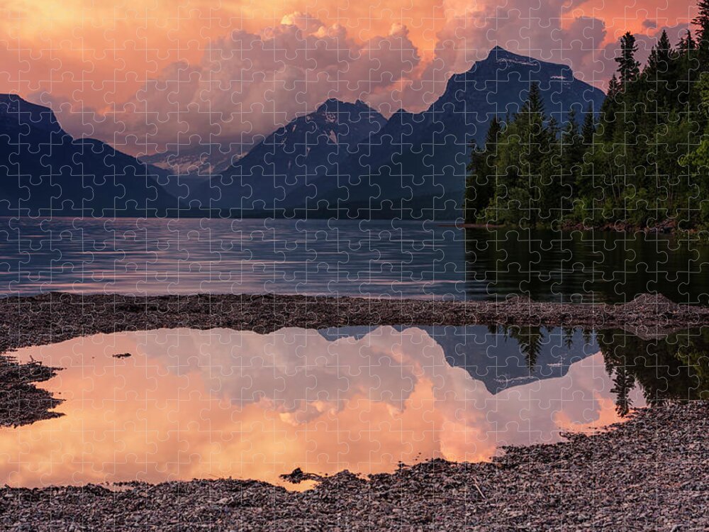 Glacier National Park Jigsaw Puzzle featuring the photograph Lake McDonald Sunset by Mark Kiver