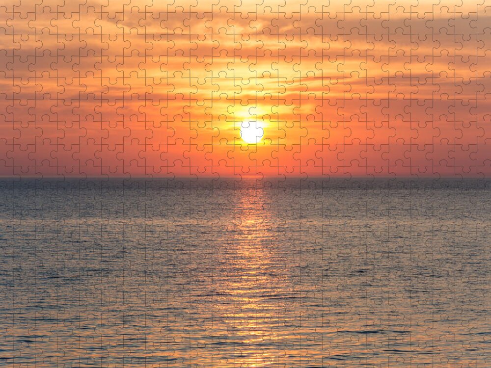 Sunset Jigsaw Puzzle featuring the photograph Lake Michigan Sunset by Pravin Sitaraman