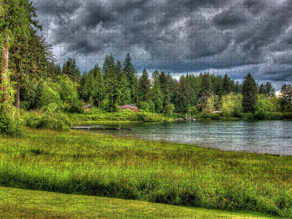 Grass Jigsaw Puzzle featuring the photograph Lake Quinault 2 by Richard J Cassato