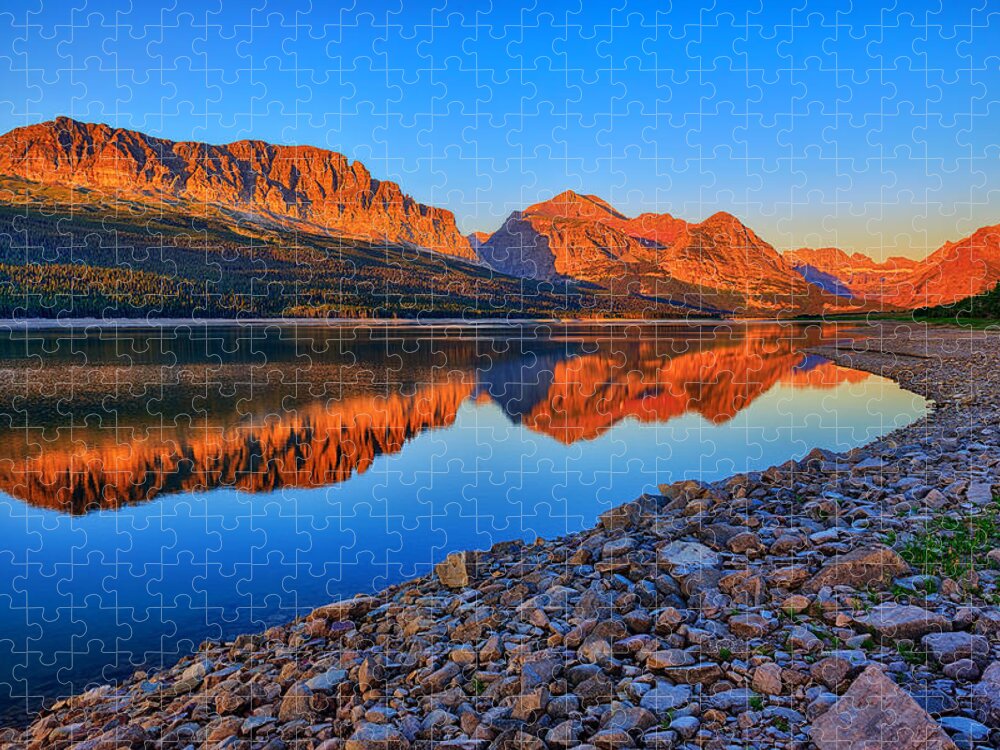 Glacier National Park Jigsaw Puzzle featuring the photograph Lake Sherburne Dawn by Greg Norrell