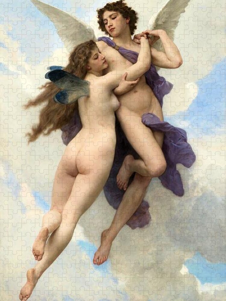 William Adolphe Bouguereau Jigsaw Puzzle featuring the painting LAmour et Psyche by William Adolphe Bouguereau