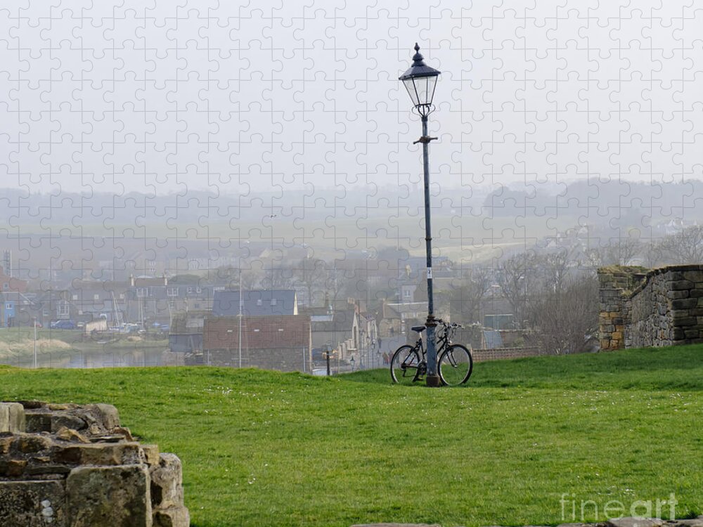 Lamppost Jigsaw Puzzle featuring the photograph Lamppost and bike. by Elena Perelman