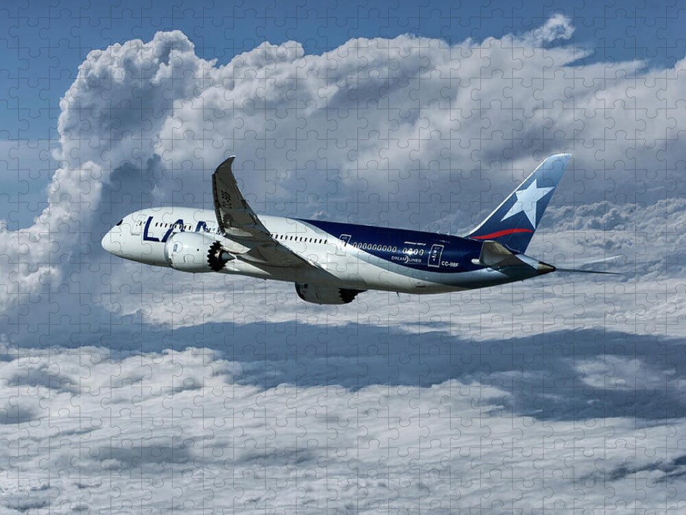 Lan Chile Airlines Jigsaw Puzzle featuring the mixed media Lan Chile Airlines Boeing 787-8 Dreamliner by Erik Simonsen