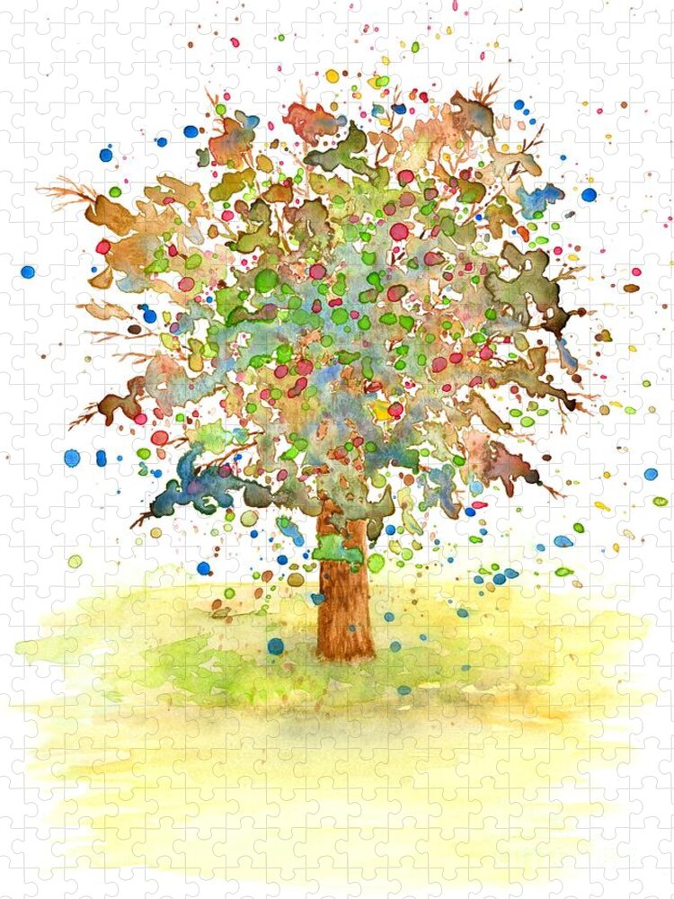 Tree Jigsaw Puzzle featuring the painting Landscape 466 by Lucie Dumas