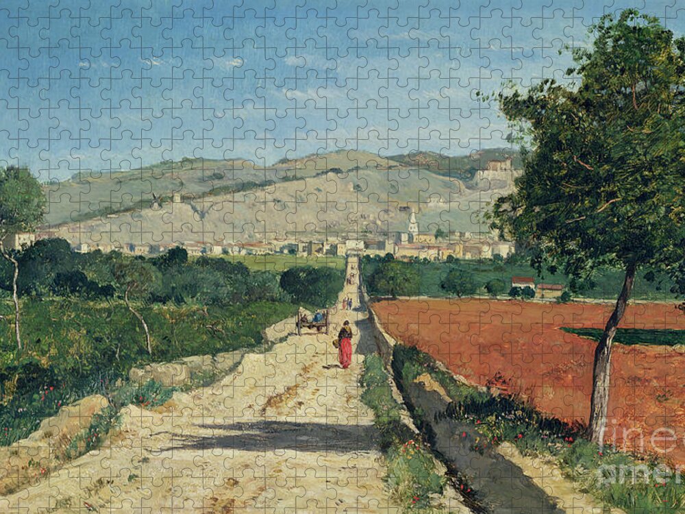 Fields Jigsaw Puzzle featuring the painting Landscape in Provence by Paul Camille Guigou