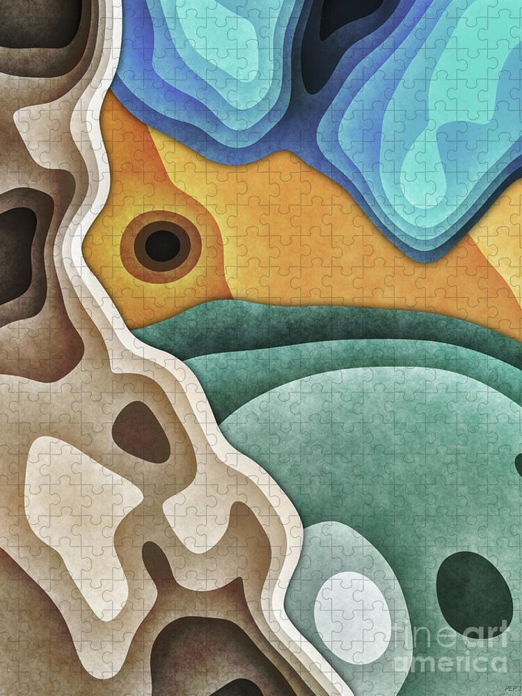 Earth Tones Jigsaw Puzzle featuring the digital art Landscape of Layers by Phil Perkins