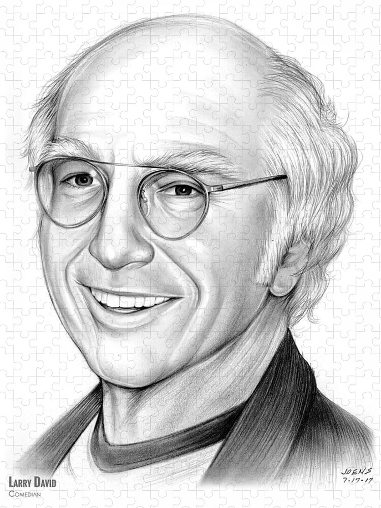 Larry David Jigsaw Puzzle featuring the drawing Larry David by Greg Joens