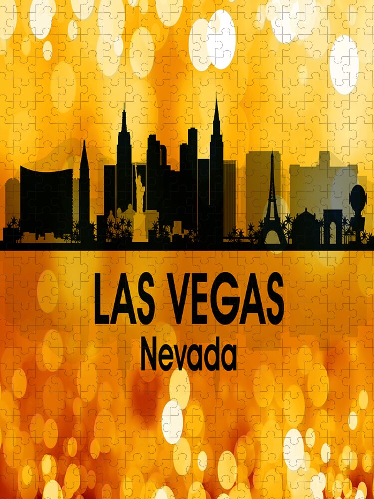 Las Vegas Jigsaw Puzzle featuring the digital art Las Vegas NV 3 Vertical by Angelina Tamez