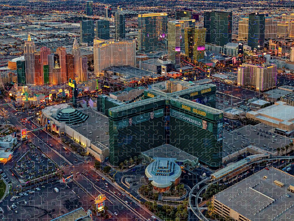 Las Vegas Jigsaw Puzzle featuring the photograph Las Vegas NV Strip Aerial by Susan Candelario