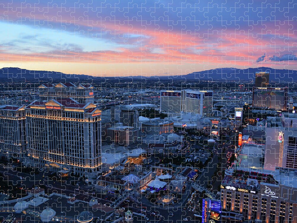 Eiffel Tower Experience Jigsaw Puzzle featuring the photograph Las Vegas Strip Night by Kyle Hanson