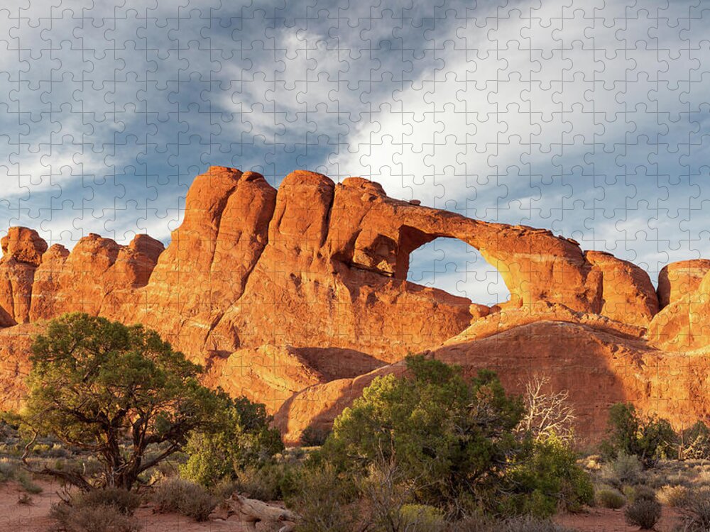 Colorful Jigsaw Puzzle featuring the photograph Late Afternoon Light on Skyline Arch by David Watkins