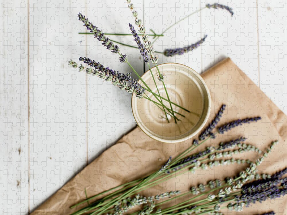 Basil Jigsaw Puzzle featuring the photograph Lavender Still Life 2 by Rebecca Cozart