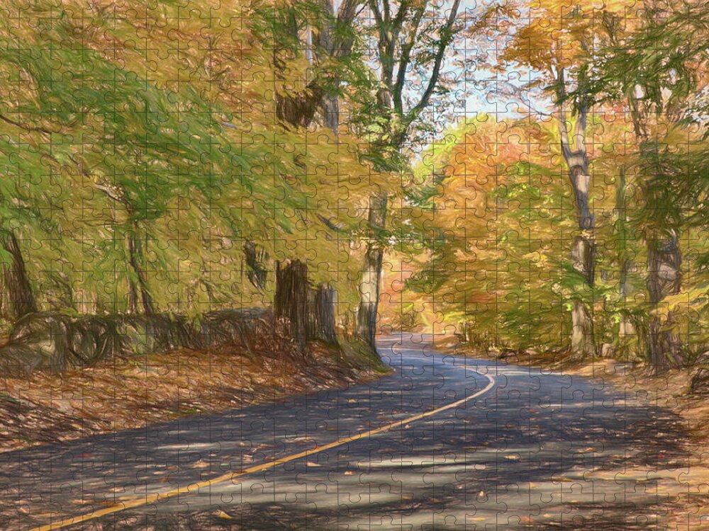 Salem Ma Jigsaw Puzzle featuring the photograph Lazy Autumn Walk along the Lane by Jeff Folger