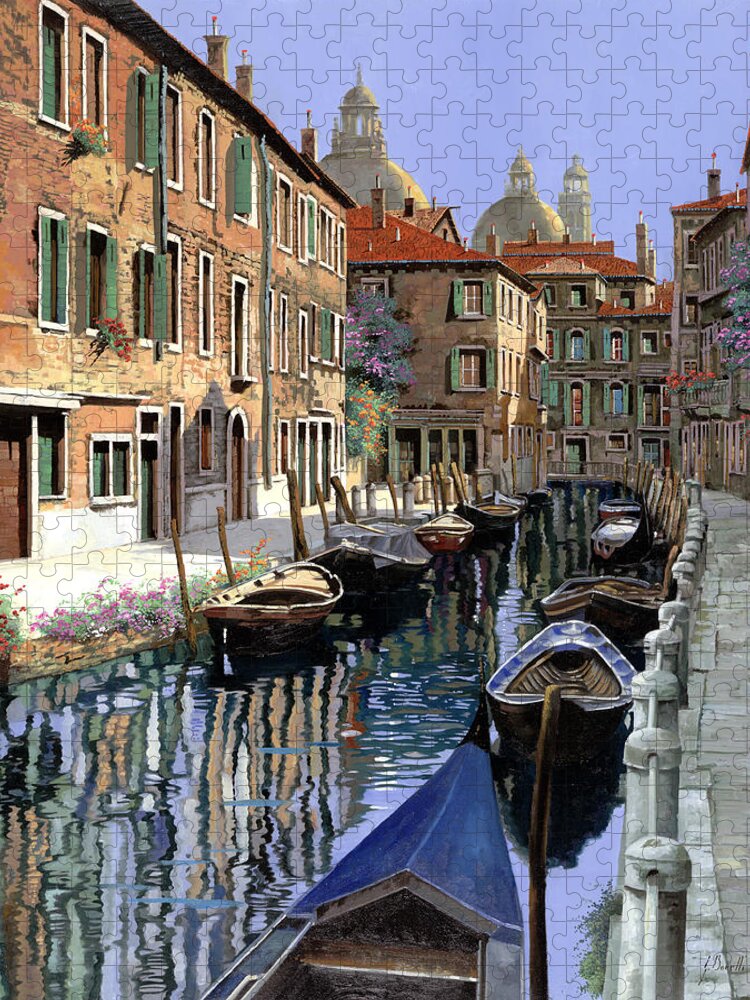 Venice Jigsaw Puzzle featuring the painting Le Barche Sul Canale by Guido Borelli