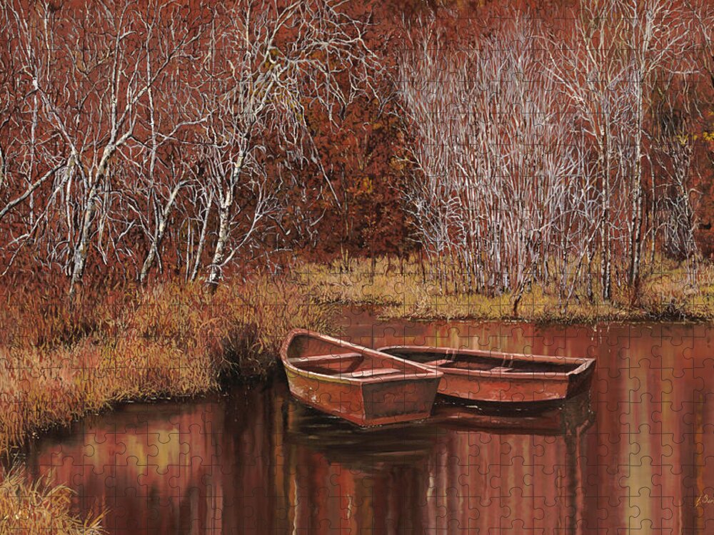 Boats Jigsaw Puzzle featuring the painting Le Barche Allo Stagno by Guido Borelli