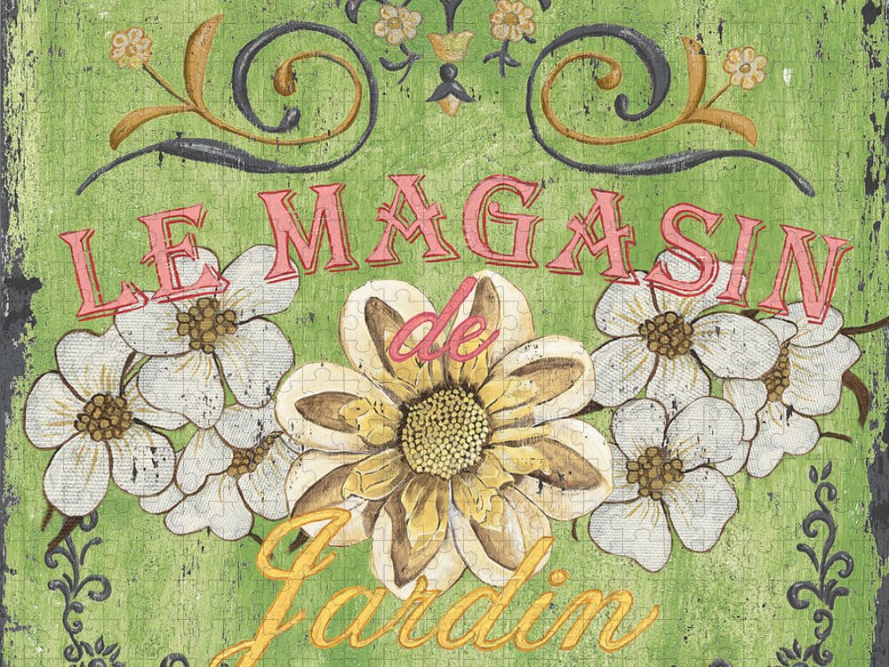 Floral Jigsaw Puzzle featuring the painting Le Magasin de Jardin by Debbie DeWitt
