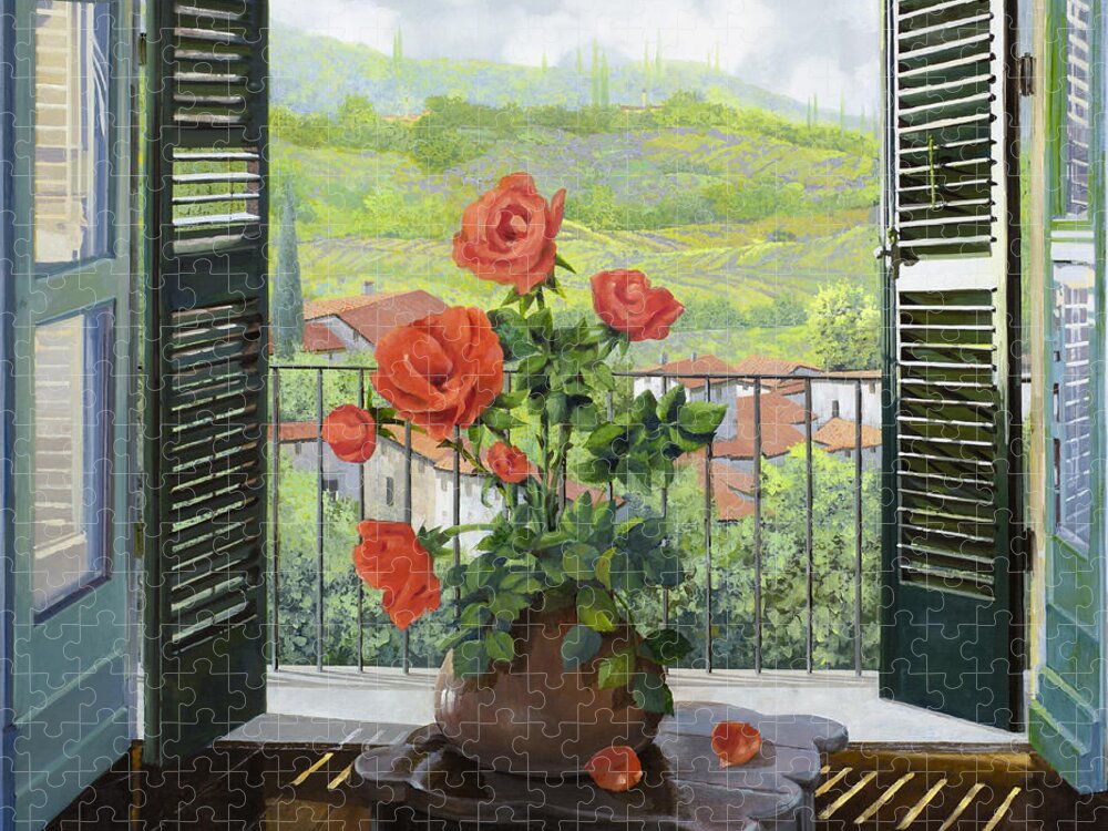 Landscape Jigsaw Puzzle featuring the painting Le Persiane Sulla Valle by Guido Borelli