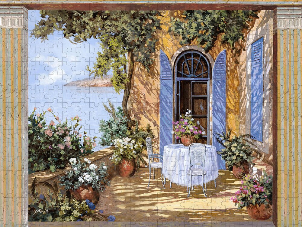 Blue Door Puzzle featuring the painting Le Porte Blu by Guido Borelli