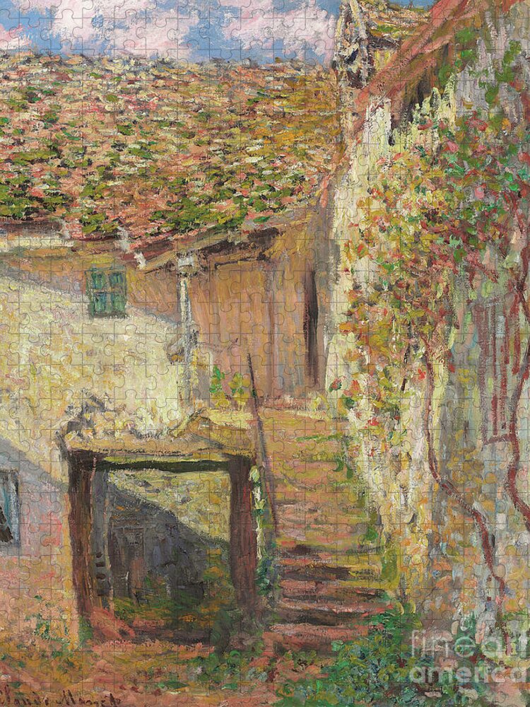 Monet Jigsaw Puzzle featuring the painting L'Escalier by Claude Monet