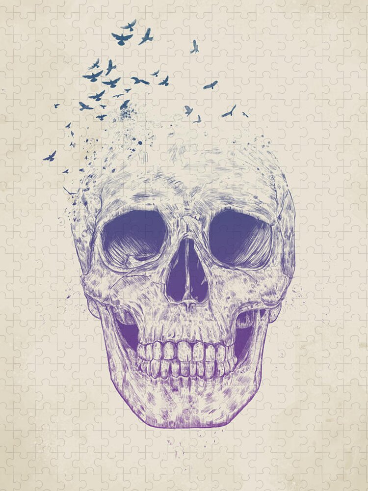 Skull Puzzle featuring the mixed media Let them fly by Balazs Solti