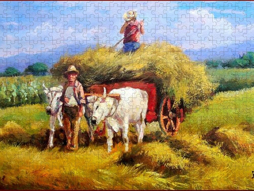 Quadri Jigsaw Puzzle featuring the painting Life in Tuscany by Bruno Chirici