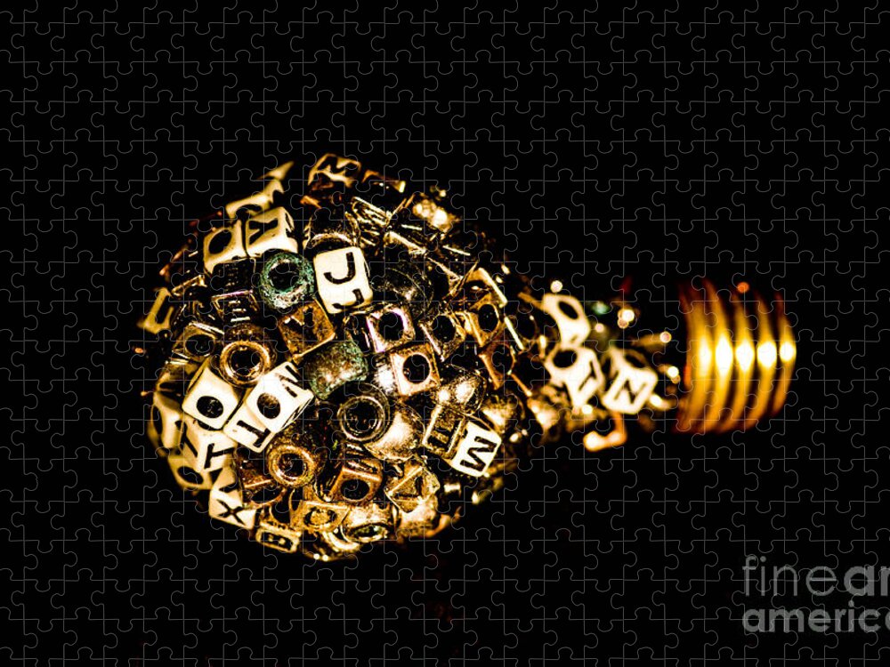 Light Bulb Jigsaw Puzzle featuring the photograph Light bulb of letters by Gerald Kloss