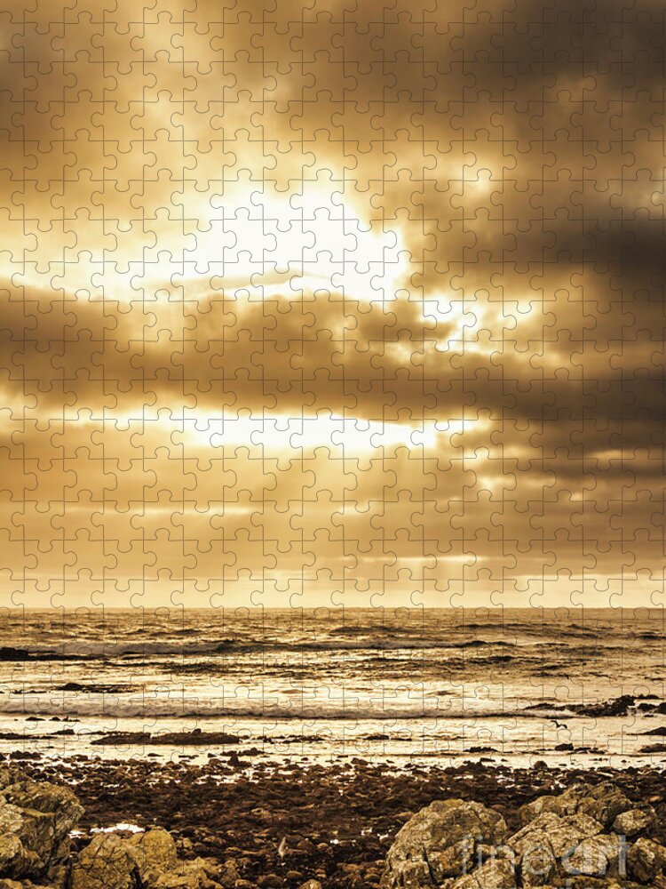 Beach Jigsaw Puzzle featuring the photograph Light of dusk by Jorgo Photography