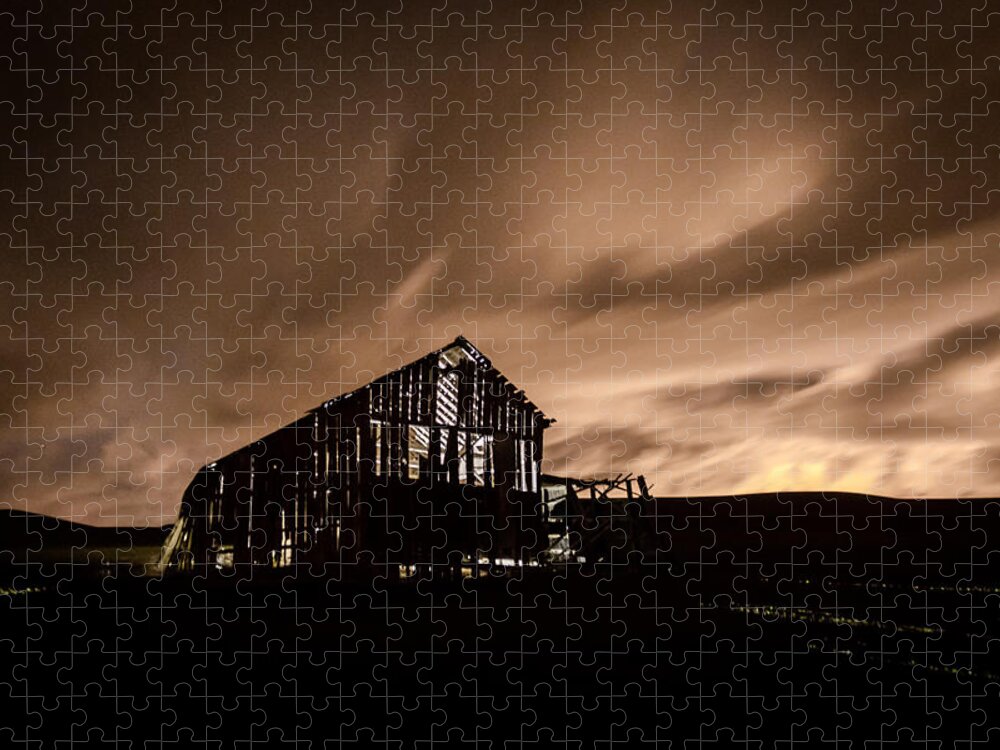 Barn Jigsaw Puzzle featuring the photograph Lighted Barn by Brad Stinson