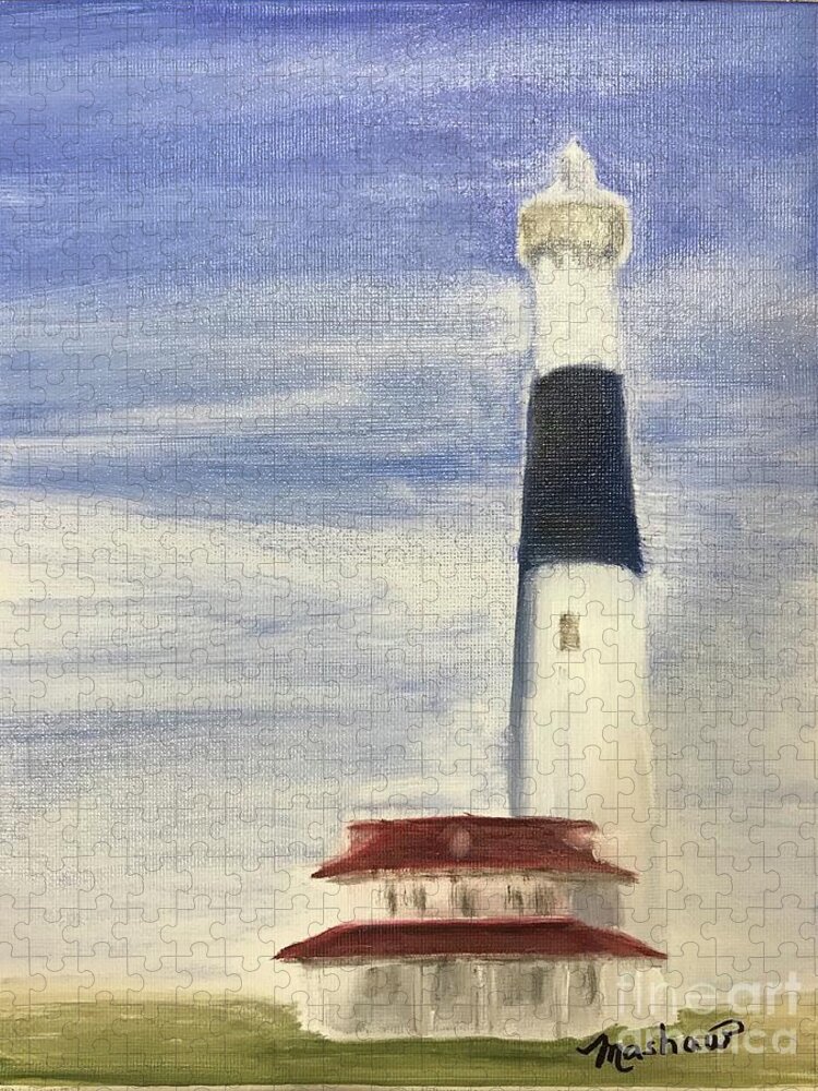  Jigsaw Puzzle featuring the painting Lighthouse #2 by Sheila Mashaw