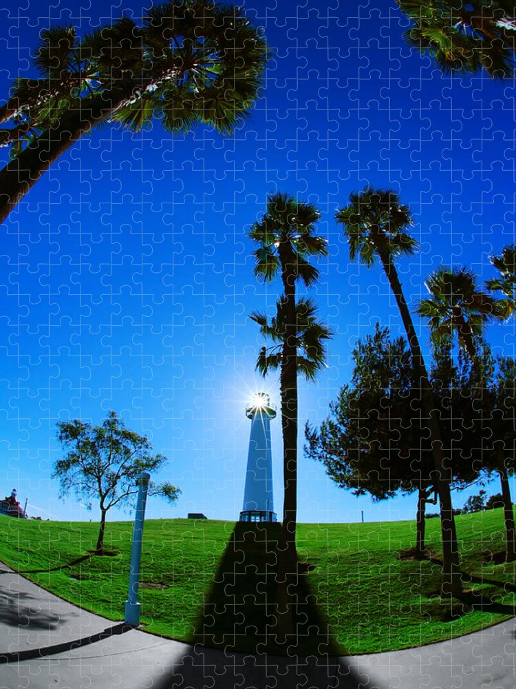 Light And Shadow Jigsaw Puzzle featuring the photograph Light and Shadow -- Lions Lighthouse for Sight in Long Beach, California by Darin Volpe