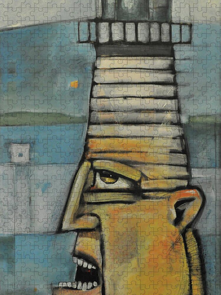 Man Jigsaw Puzzle featuring the painting Lighthouse Keeper by Tim Nyberg