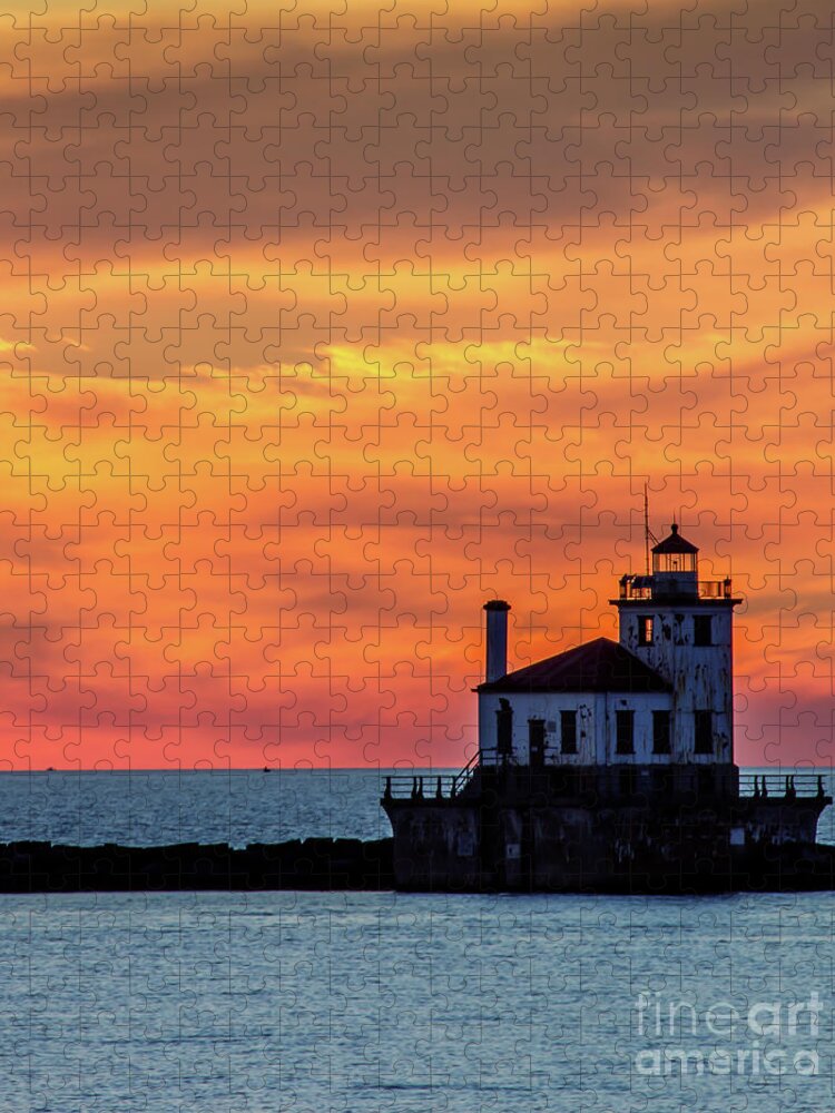 Lighthouse Jigsaw Puzzle featuring the photograph Lighthouse Silhouette by Rod Best