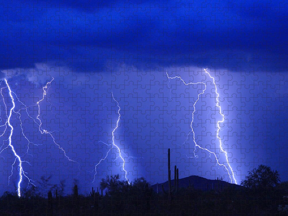 Lightning Jigsaw Puzzle featuring the photograph Lightning Storm in the Desert Fine Art Photography Print by James BO Insogna