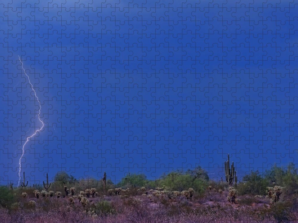 Lightning Jigsaw Puzzle featuring the photograph Lightning Strike in The Desert by James BO Insogna