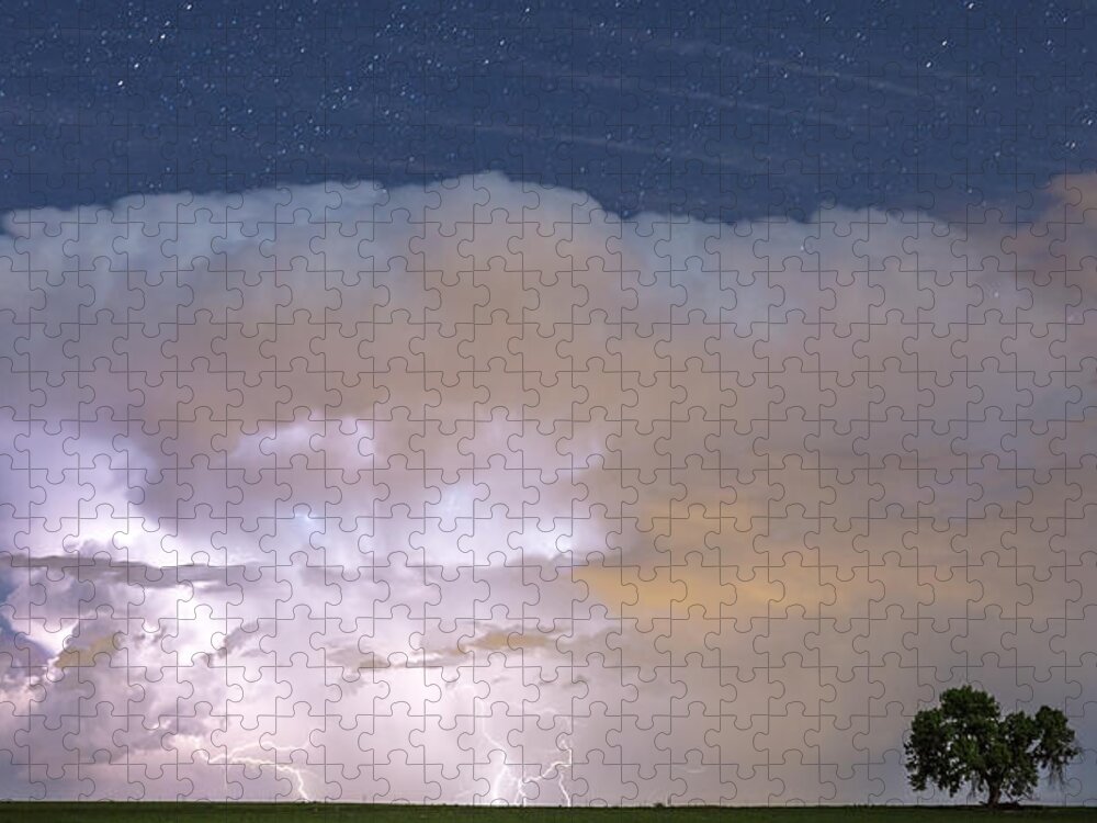 Storm Jigsaw Puzzle featuring the photograph Lightning Thunderstorm On the Colorado Plains by James BO Insogna
