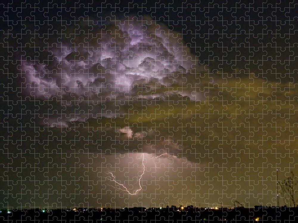Striking Jigsaw Puzzle featuring the photograph Lightning Thunderstorm with a Hook by James BO Insogna