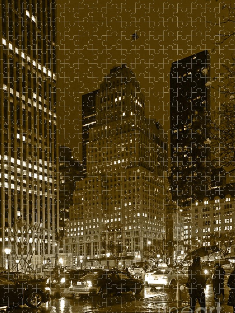 5th Ave. Lights Jigsaw Puzzle featuring the photograph Lights of 5th Ave. by Elena Perelman
