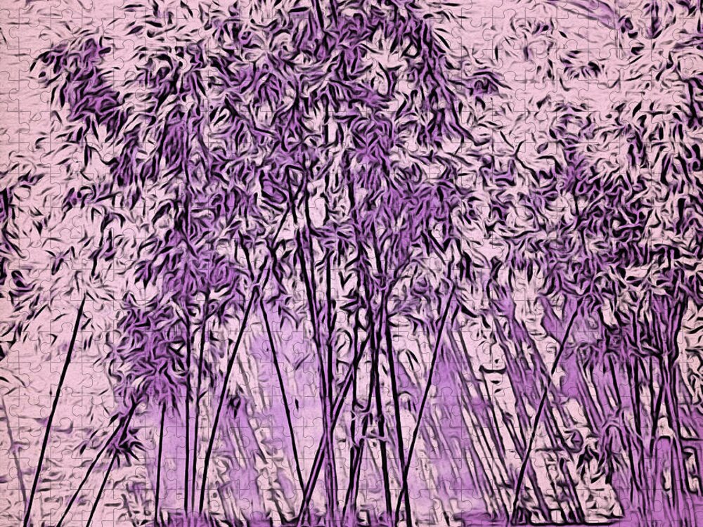 Lavender Jigsaw Puzzle featuring the photograph Lilac Bamboo Garden by Onedayoneimage Photography