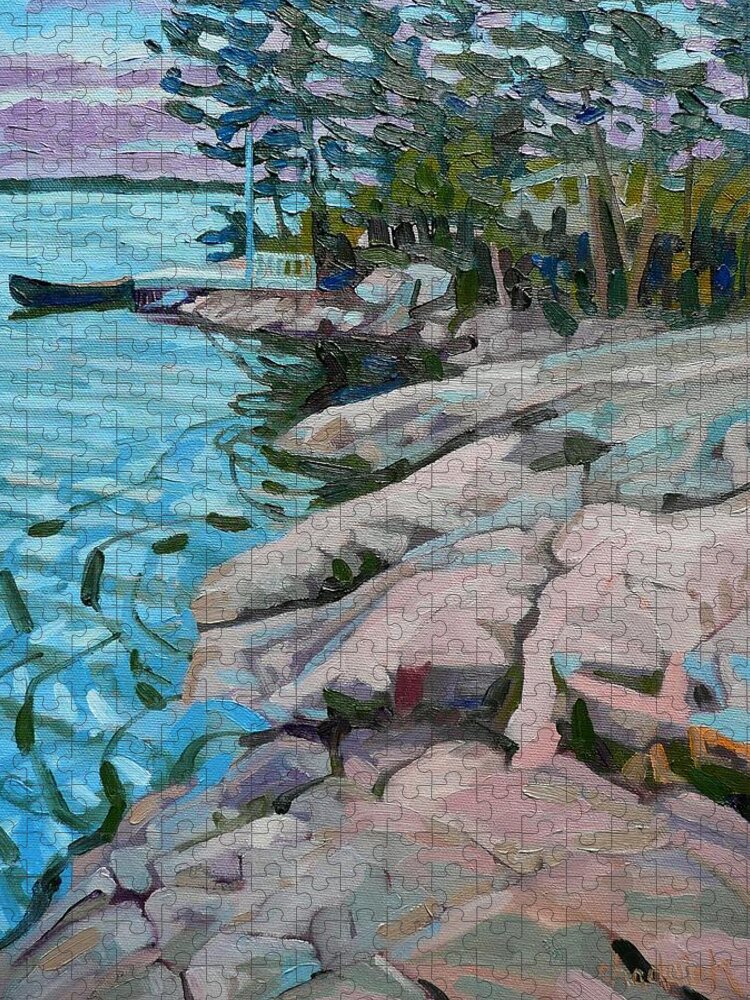 Lilac Jigsaw Puzzle featuring the painting Lilac Island Edge by Phil Chadwick
