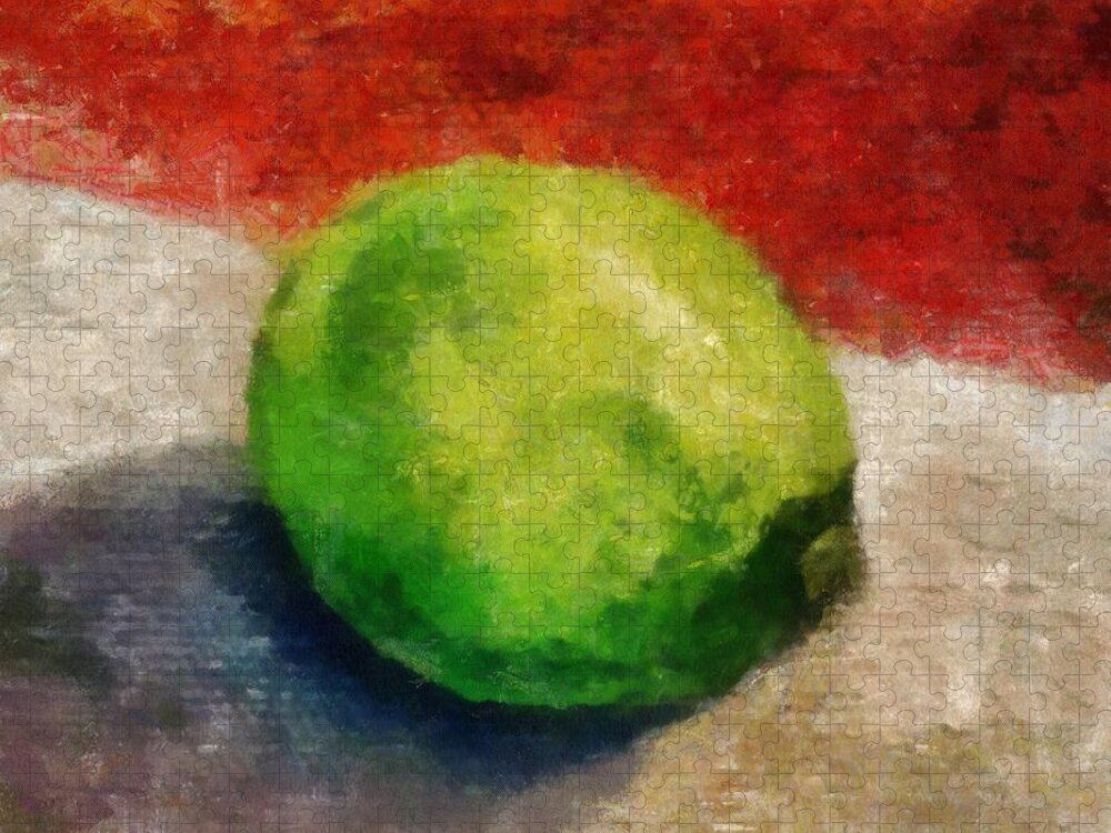 Lime Jigsaw Puzzle featuring the painting Lime Still Life by Michelle Calkins