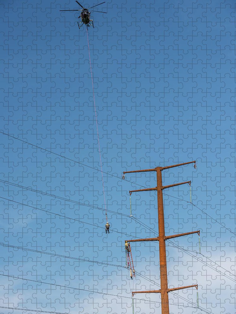 Lineman Jigsaw Puzzle featuring the photograph Line Man Commuting to work by Paul Freidlund