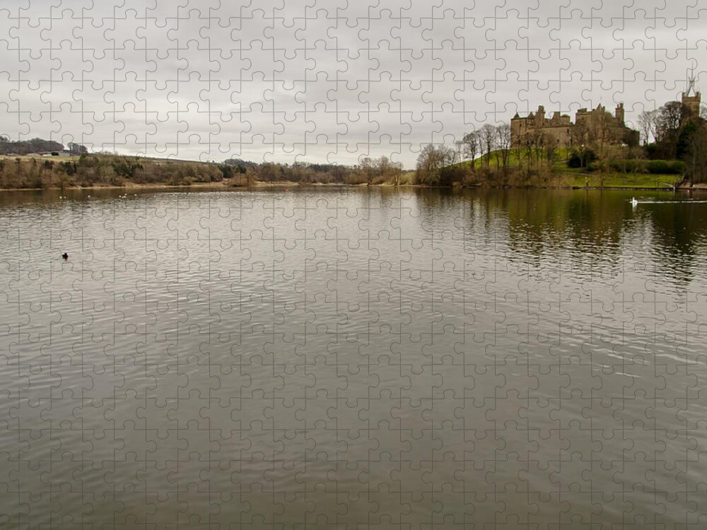 Loch Jigsaw Puzzle featuring the photograph Linlithgow loch and palace. by Elena Perelman