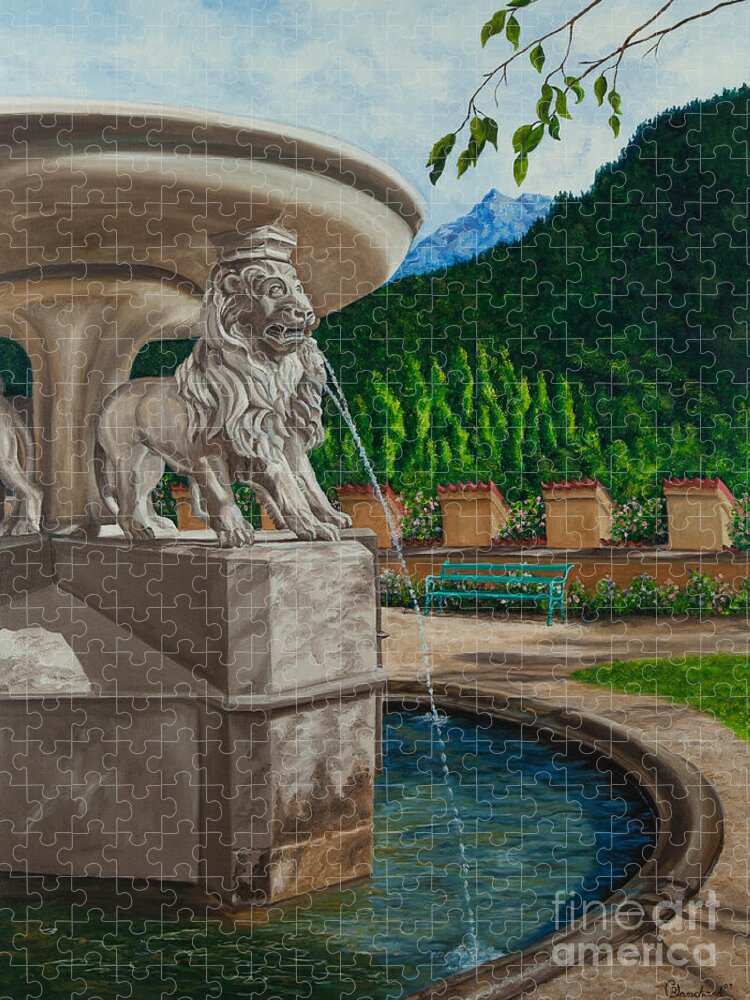Germany Art Jigsaw Puzzle featuring the painting Lions of Bavaria by Charlotte Blanchard