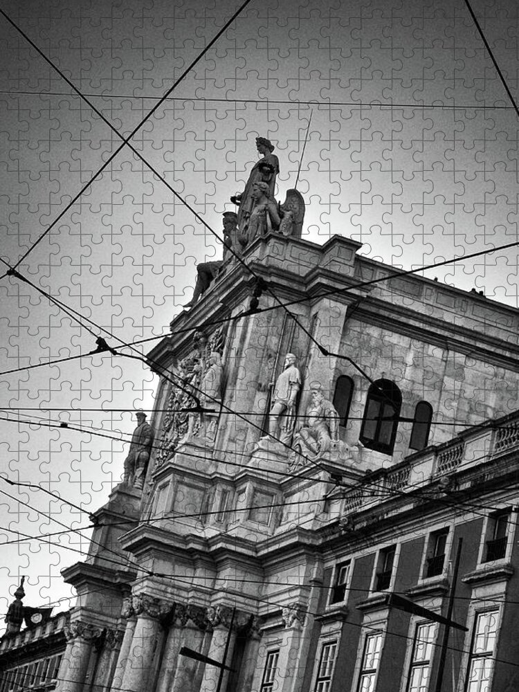 Street Jigsaw Puzzle featuring the photograph Lisbon Tram Wires by Carlos Caetano