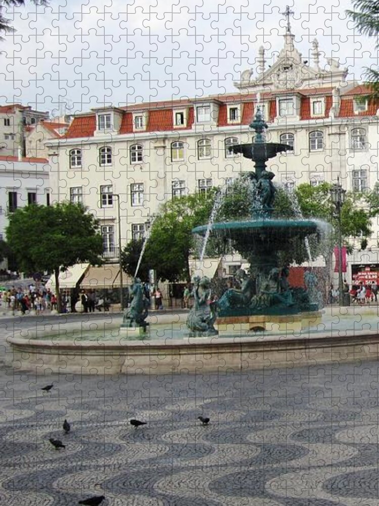 Lisbon Jigsaw Puzzle featuring the photograph Lisbon Water Fountain Portugal by John Shiron