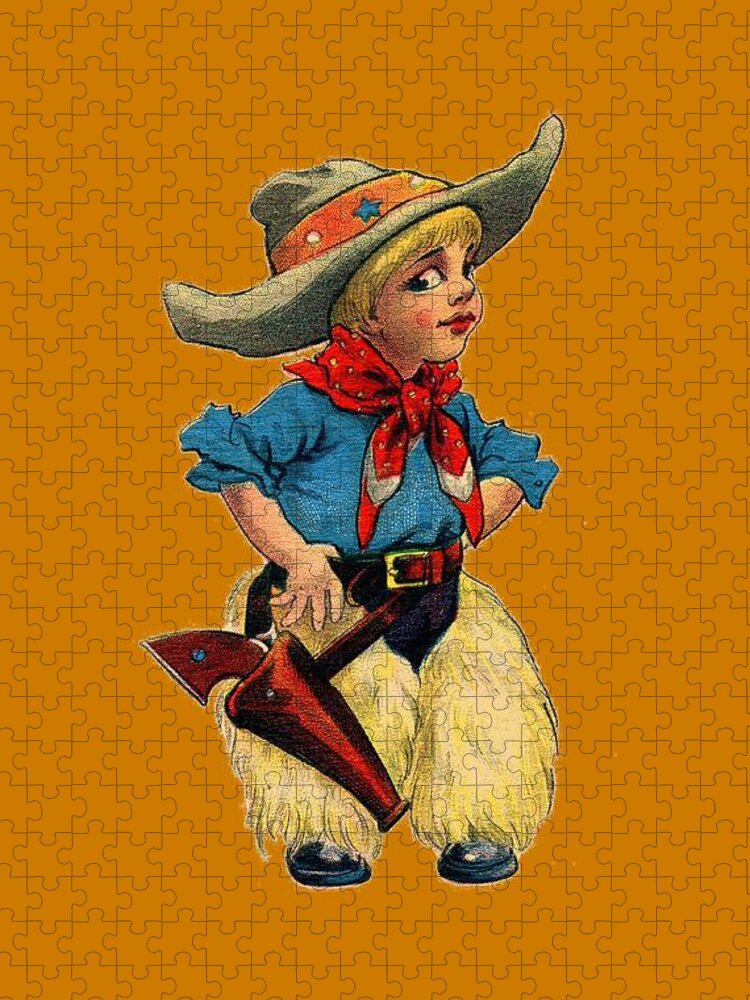 Little Cowboy Jigsaw Puzzle featuring the digital art Little Cowboy T Shirt by Bellesouth Studio