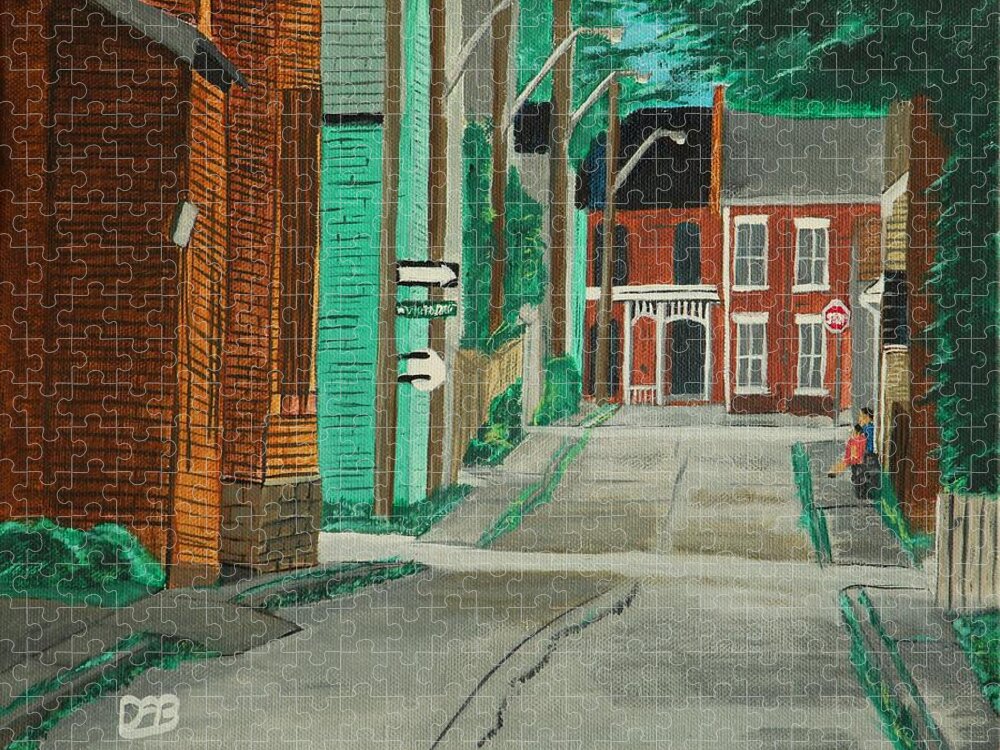 Urban Jigsaw Puzzle featuring the painting Little Side Street by David Bigelow
