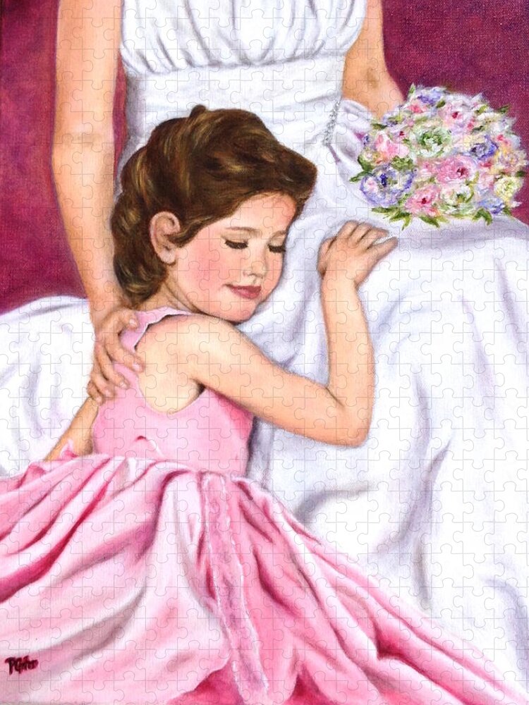 Child At Wedding Jigsaw Puzzle featuring the painting Littlest Wedding Belle by Dr Pat Gehr