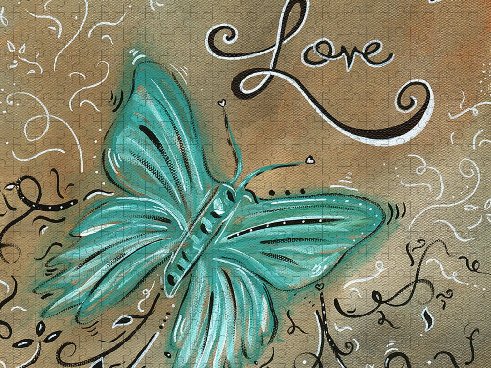 Abstract Jigsaw Puzzle featuring the painting Live and Love Butterfly by MADART by Megan Aroon